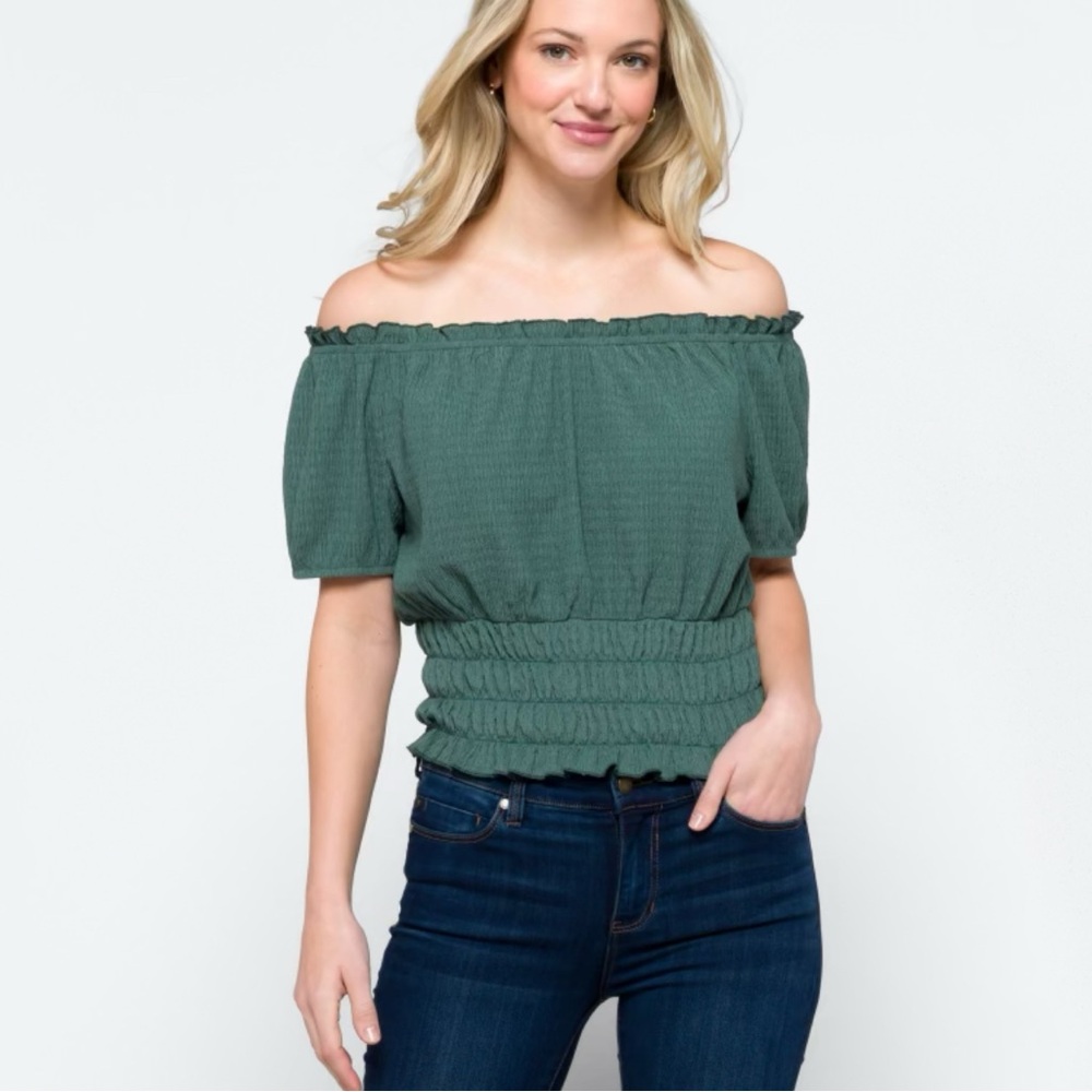 Piper Off the Shoulder Knit Top - green